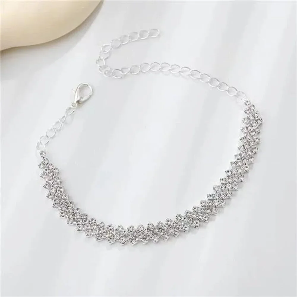 Rhinestone Bracelet Glamorous Zinc Alloy Decor For Women For Party Wedding Gift